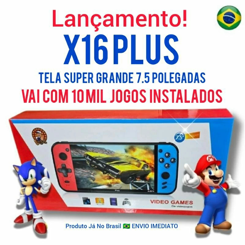 Console Mini Vídeo Game Portátil 10 Mil Jogos Retrô Tela Grande 7.5 X16 Plus