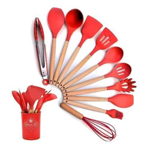 Utensílios de Cozinha em Silicone 12 Peças - Resistente ao Calor e Livre de BPA, Fácil de Limpar