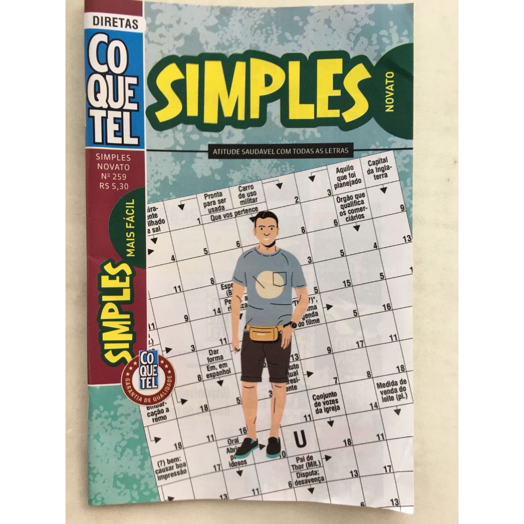 Passatempo Coquetel Palavras Cruzadas Simples Novato