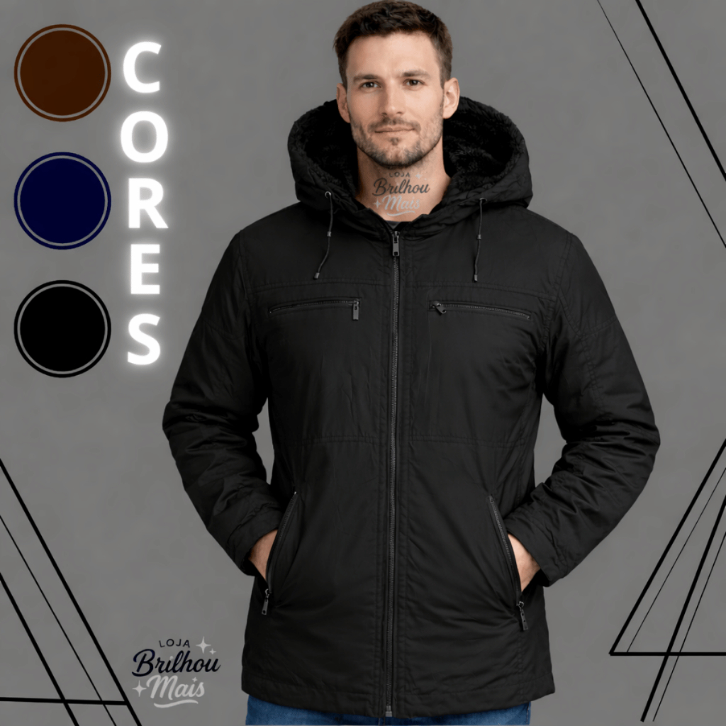 Jaqueta  Masculina  Sarja Forrada Touca Removivel Ziper Casaco Blusa De Frio em Oferta na Shopee
