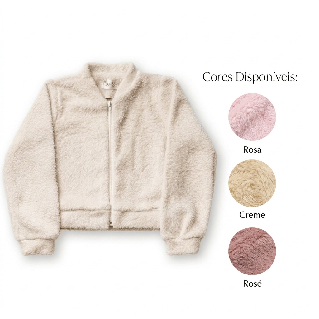 Casaco Infantil Menina Pelo Quentinho Inverno Luxo