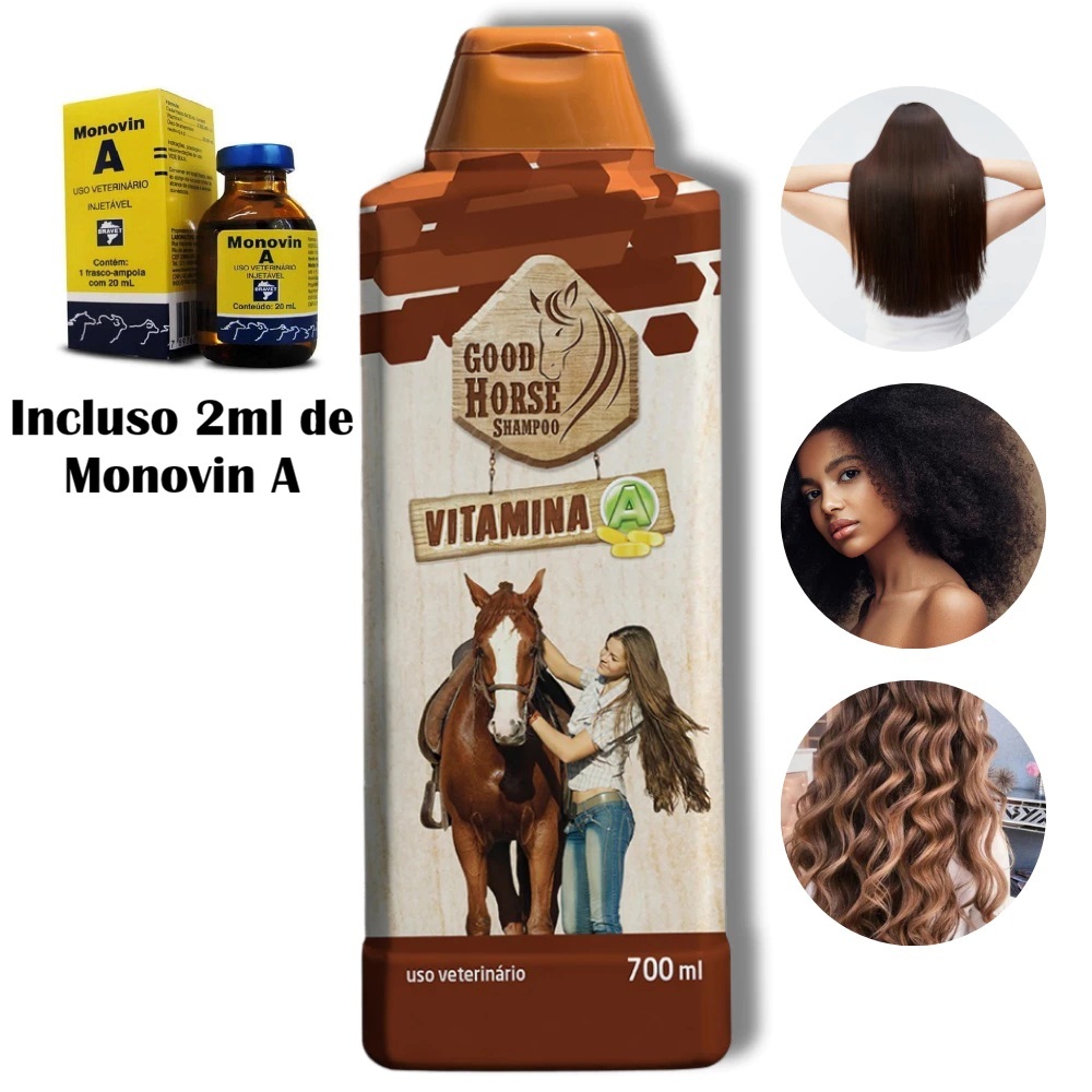 Shampoo good horse 700ml, shampoo de cavalo com vitamina A, auxilia no crescimento dos cabelos