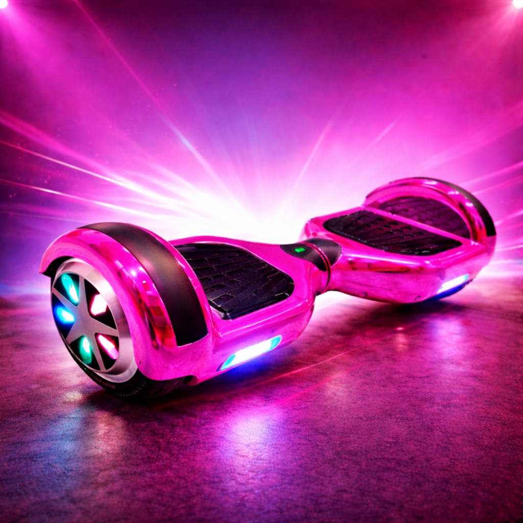 Hoverboard 6 Polegadas Skate Elétrico Infantil Criança Bluetooth Bivolt Com Leds Roda Rosa Cromado
