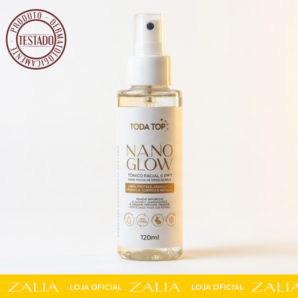 Tônico Facial 6 em 1 Nano Glow Toda Top Limpeza Profunda Controle de Oleosidade 120ml