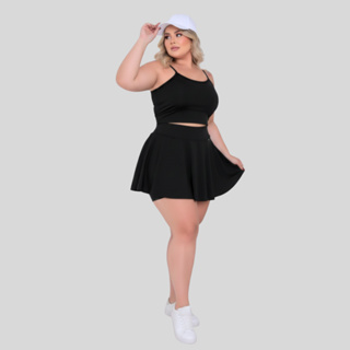 Conjunto Top + Shorts Saia Treino Academia Roupas Femininas Plus Size Fitnesscom Elástico Fitness, Treino, Caminhada E T em Oferta na Shopee