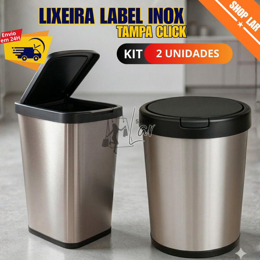 Lixeira Cesto de Lixo 10 | 9 Litros Tampa Click Para Banheiro Cozinha Escritório Quarto em Oferta na Shopee