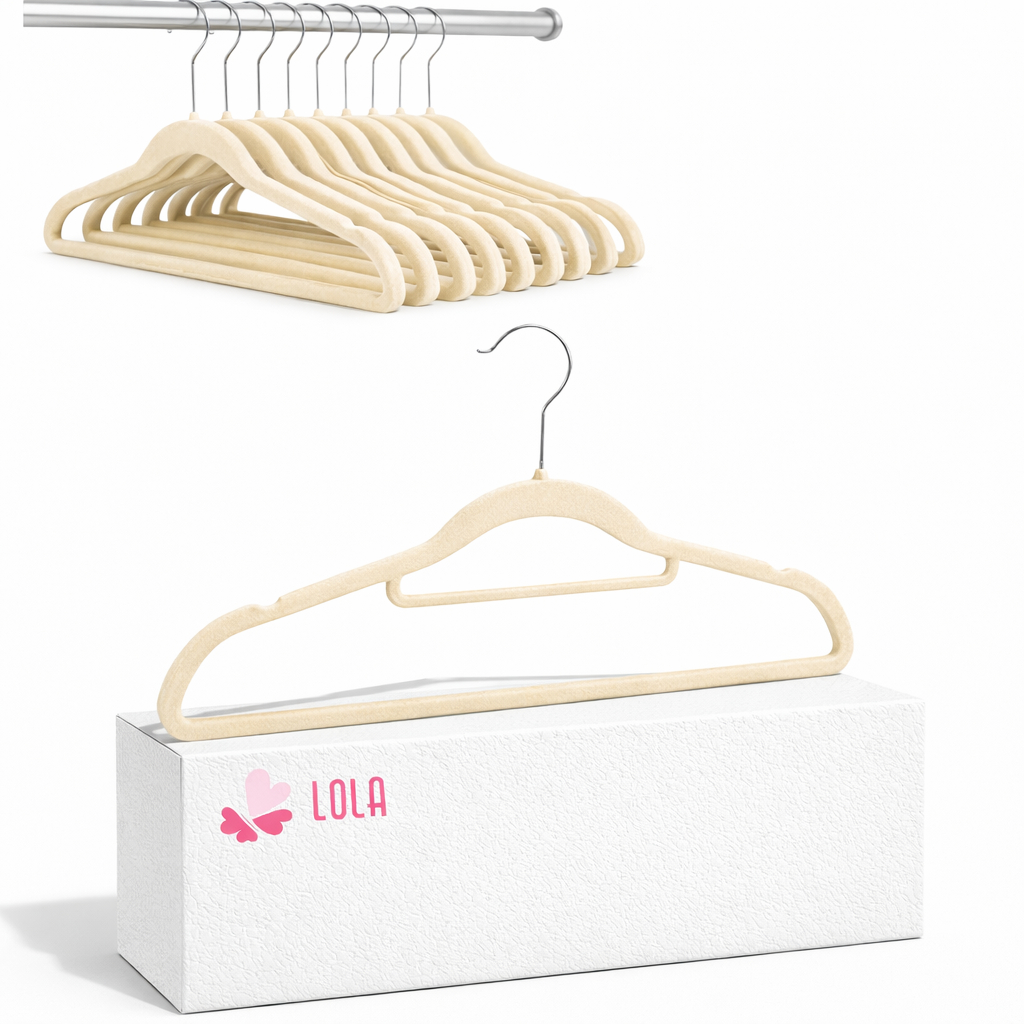 Cabide de Veludo Slim com Gravateiro 42cm Bege Kit com 10 pecas em Oferta na Shopee