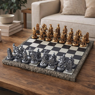 Jogo De Xadrez medieval Tabuleiro Em Resina Colecao Tematica em Oferta na Shopee