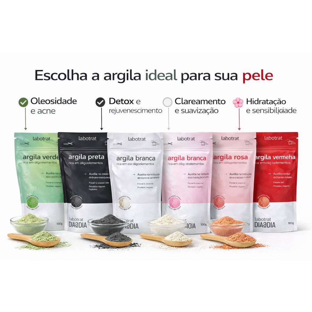 Argila Facial  Labotrat 100g Verde, Vermelha, Branca, Preta, Rosa, hidrantante, Detox e Revitalizante em Oferta na Shopee