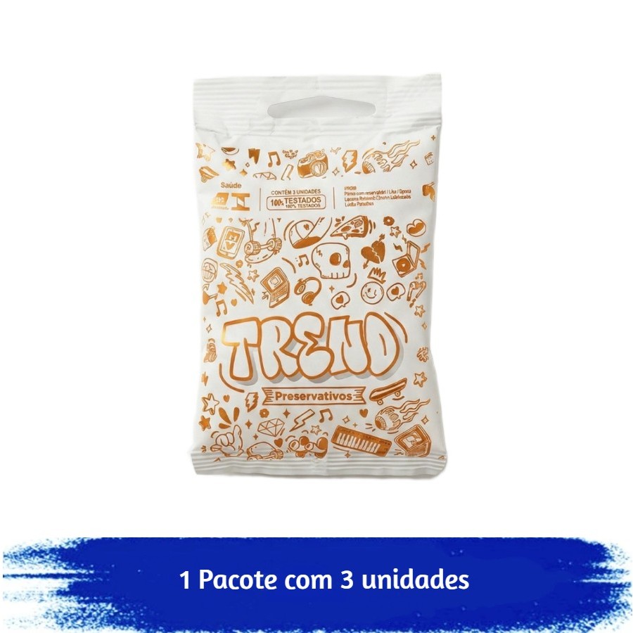 Preservativo Trend Lubrificado Pacote Com 3 Unidades