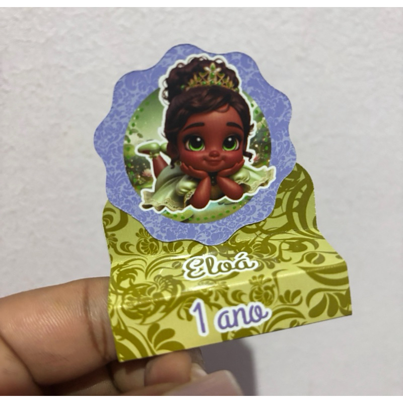 Porta bis duplo Tiana baby A Princesa e o sapo lembrancinha festa aniversário caixinhas personalizadas Festa infantil