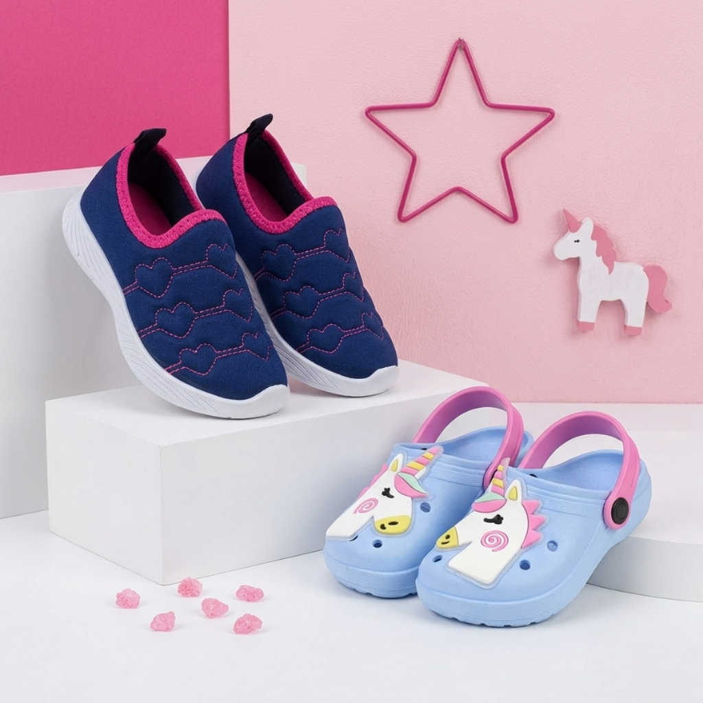 Kit Tênis Infantil Feminino + Sandália Babuche Infantil Menina Varias Cores Macio e Confortável Kit Tênis Infantil Feminino + Sandália Babuche Infantil Menina Varias Cores Macio e Confortável