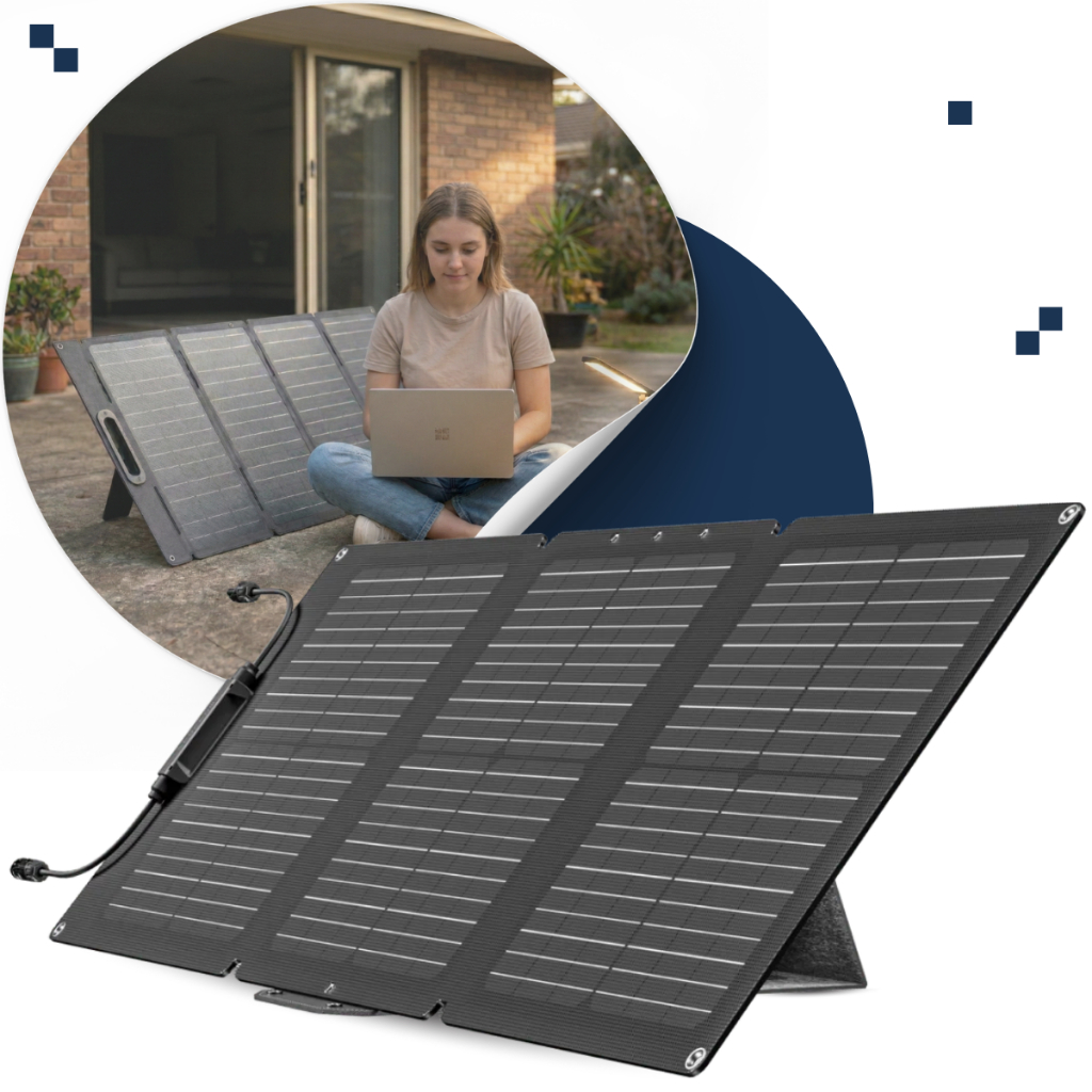 Painel Solar Portátil Ecoflow 60w Fotovoltaica Dobrável Placa Preto