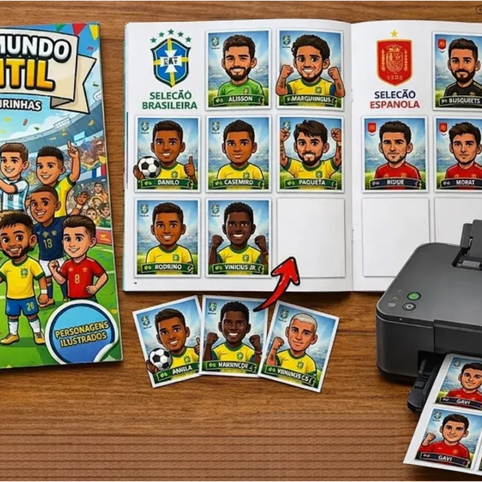 Álbum de Figurinhas Copa do Mundo Kids 2026 Seleção Brasileira Copa Mundo 2026 Estados Unidos, Canadá e México