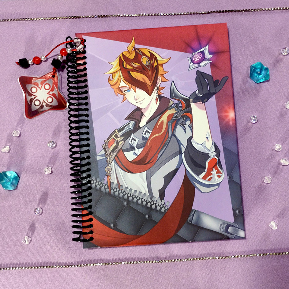 SKETCHBOOK Caderno para Desenho 90gr - Tartaglia - Childe - Genshin Impact - Encadernação em Espiral - A5 21x15cm