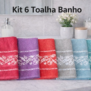 Kit com 6 Unidades Toalha de Banho Madri Alta Absorção, Conforto e Qualidade para Seu Banho em Oferta na Shopee