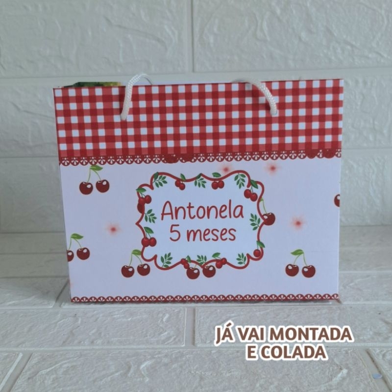 Sacolinha Personalizada Cerejinha ( já vai montada) Lembrancinha |Aniversário |Festa Infantil