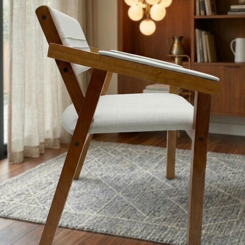 Kit 2 Poltronas Decorativa Málaga em Linho Detalhe Braço Acolchoado Estrutura em Madeira Sala Estar Recepção Quarto - AV · foto 2
