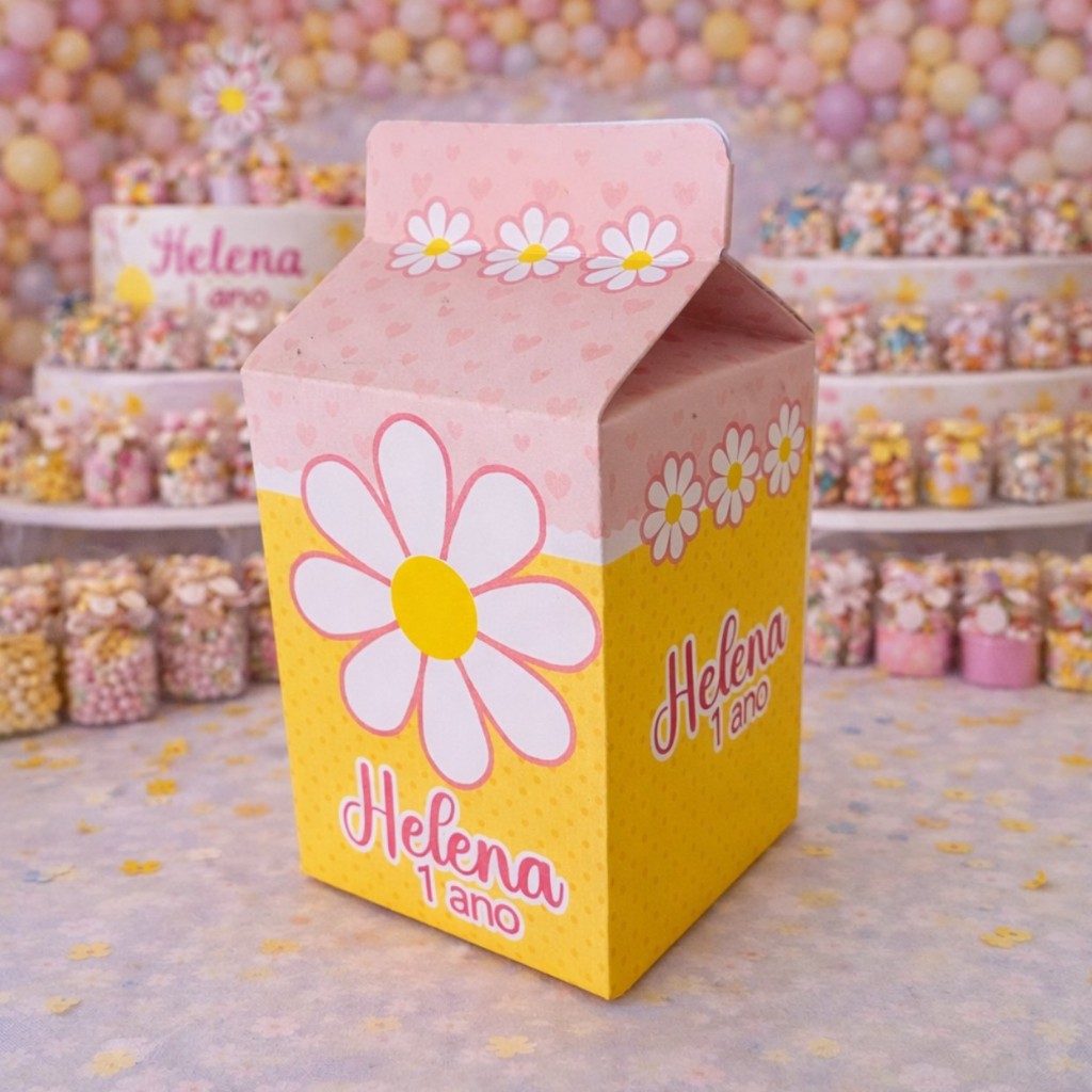 ENVIO RÁPIDO 20 Caixas Milk Personalizadas Jardim de Margaridas pegue e monte/lembrancinhas/kitfesta