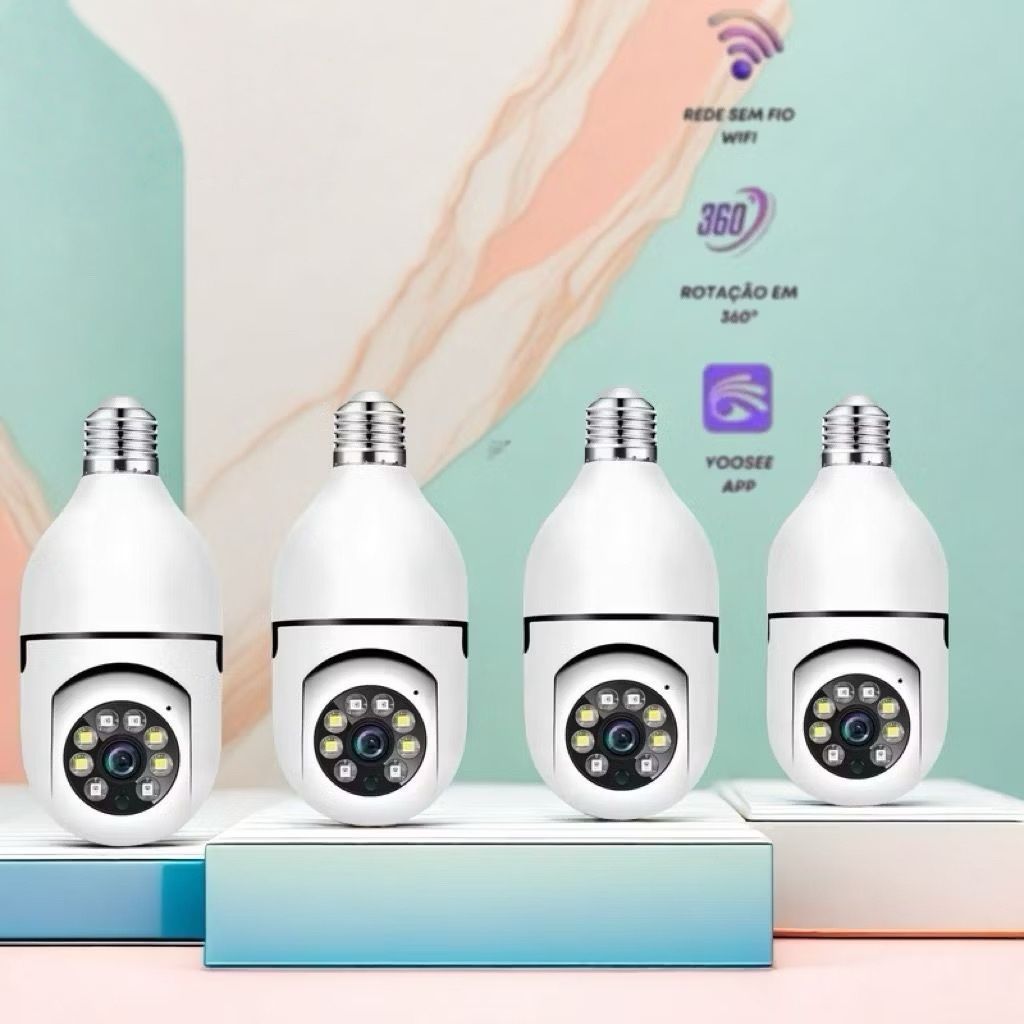 Câmera de segurança a Prova D'água sem fio gira 360 com app Yousee full HD visão notturna em Oferta na Shopee