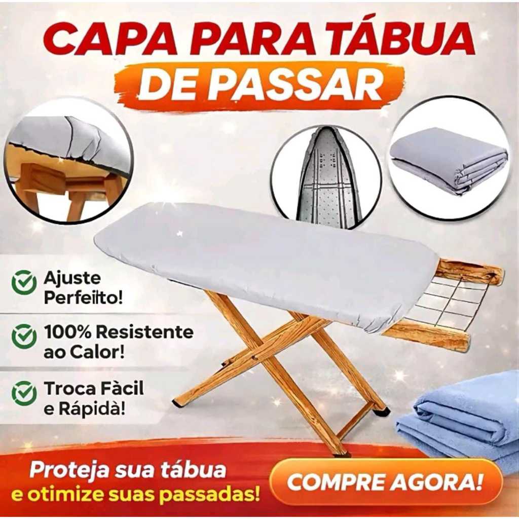 Capa Forro Térmico Tábua de Passar Ajustável Universal Espuma Algodão Metalizado Resistente Premium