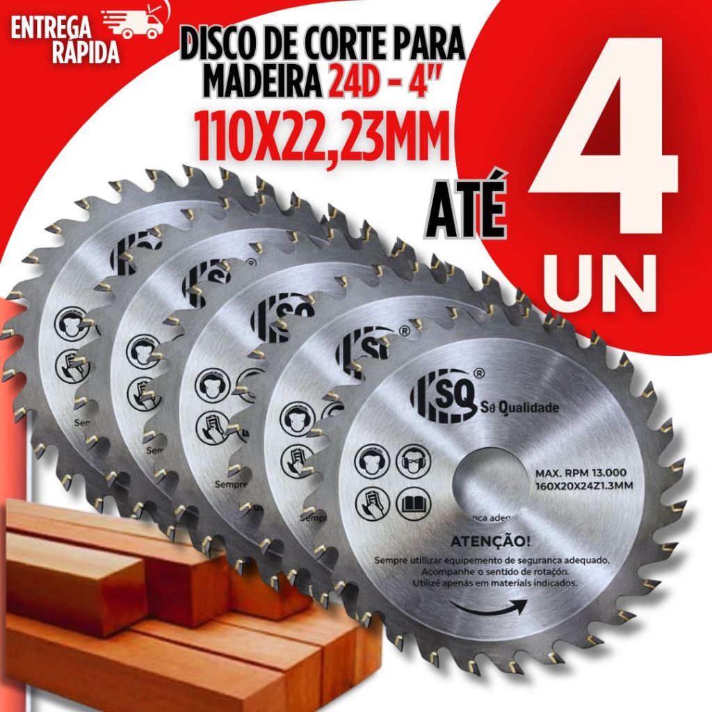 Disco Corte Madeira 24 Dentes 110x22,23mm Serra Circular 4" Esmerilhadeira Makita Profissiona em Oferta na Shopee