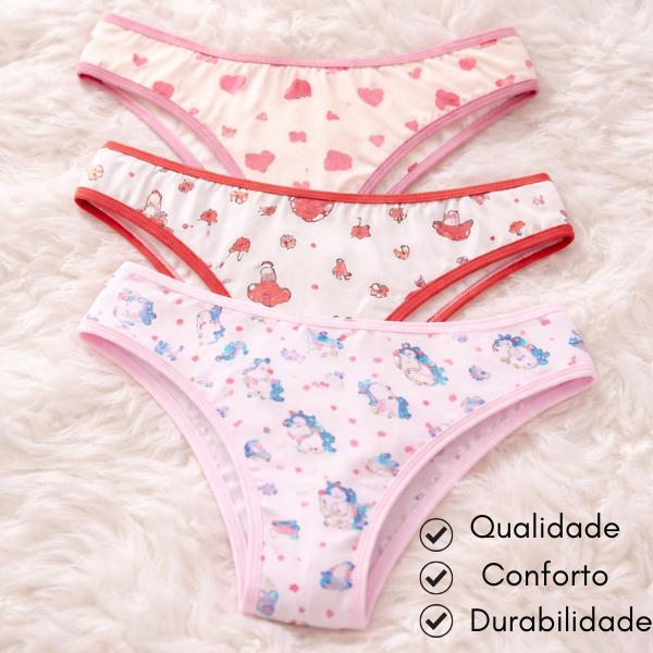 Kit Calcinhas Tanga 100% Algodão Conforto Diário