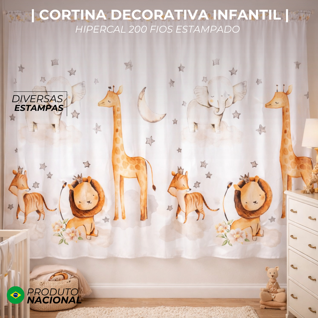 CORTINA DE QUARTO | INFANTIL | DECORATIVA | ESTAMPADO | MENINO MENINA | 200 FIOS