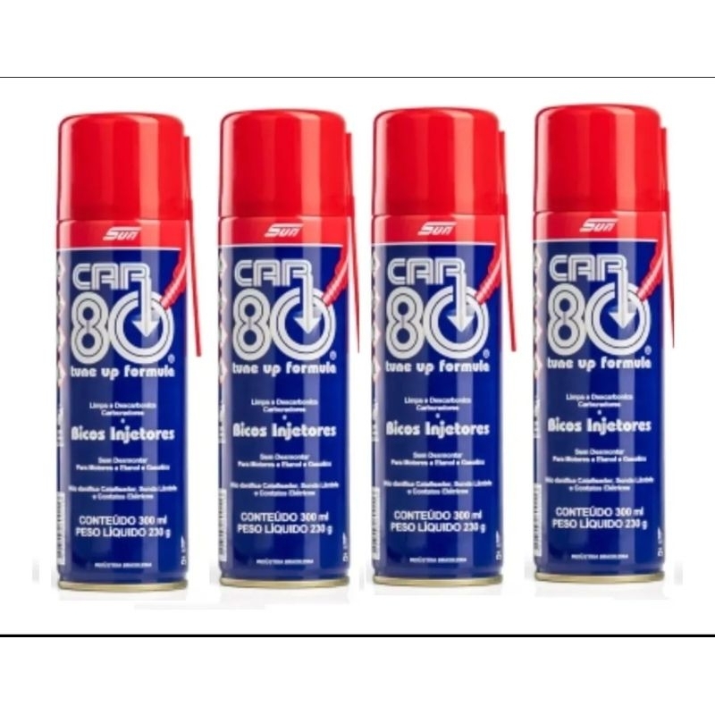 kit 4 descarbonizante car80 300ml limpa bicos carburador tbi
