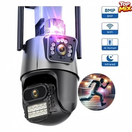 Camera Segurança Externa Lente Dupla 4k 6mp Sirene Policial, com sirene policia
