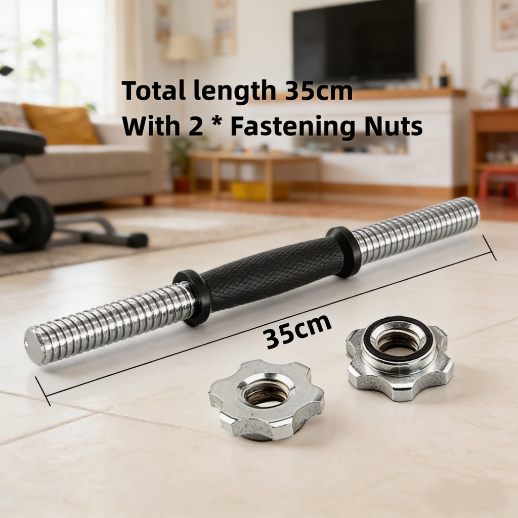 Barra Halter 35cm De Inox Com Rosca Sem Anilha Antiderrapante Rosca Direta Maciça Biceps Supino Agachamento Crucifixo 1u