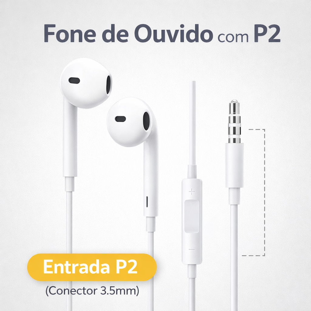 Fone de ouvido com P2 3.5mm e Microfone Para Celular Notebook Funciona com iPhone (2G ao 6S Plus) em Oferta na Shopee