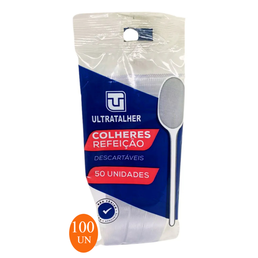 100 COLHERES DESCARTÁVEIS PARA REFEIÇÃO ULTRATALHER em Oferta na Shopee