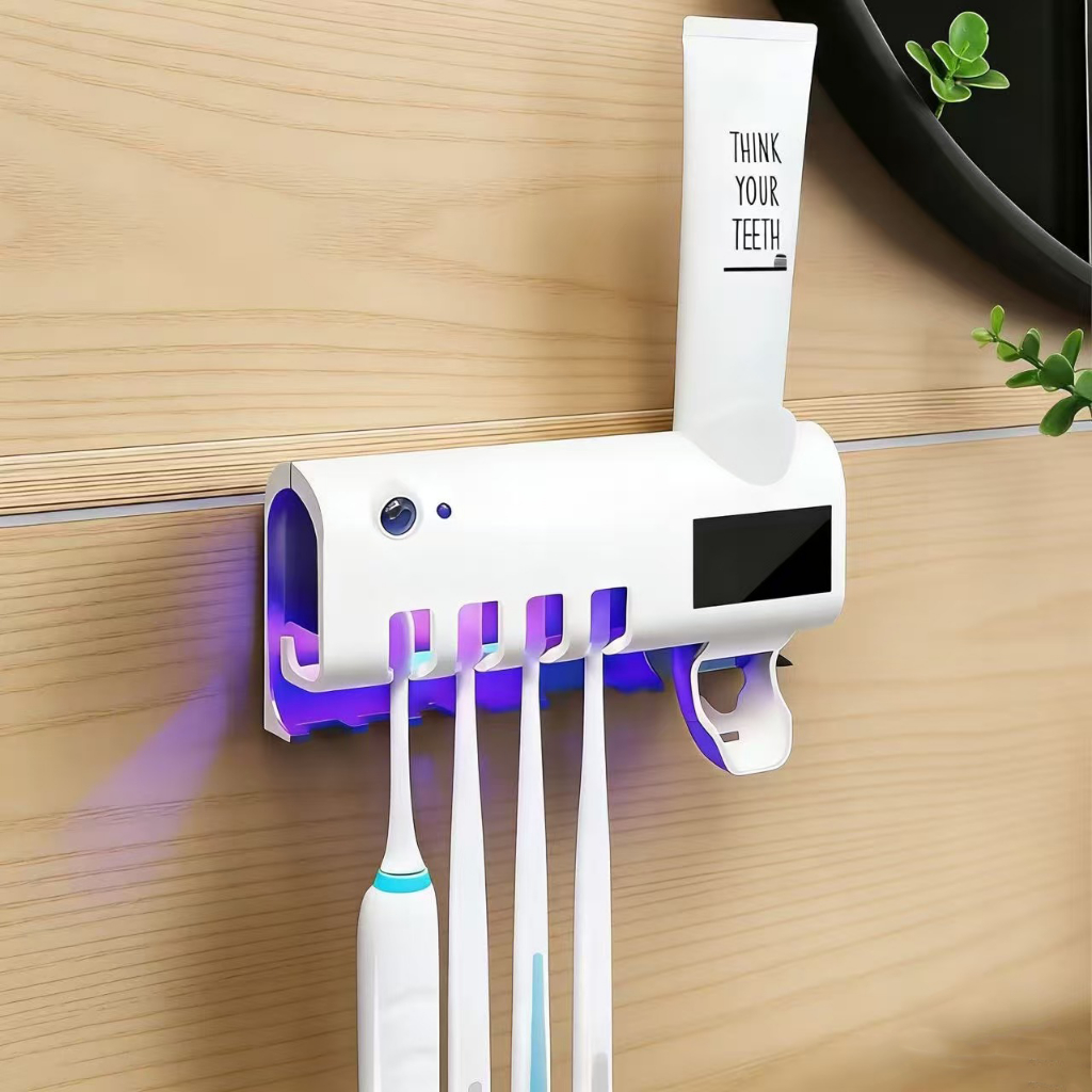 Porta Escova Dentes Com Esterilizador Uv Aplicador Pasta de Dente Suporte Dispenser em Oferta na Shopee