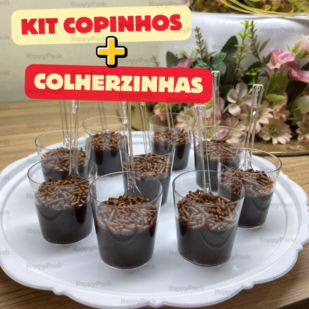 20/50/100/150/200 Copinho + Colherzinha Para Brigadeiro De Colher 25ml