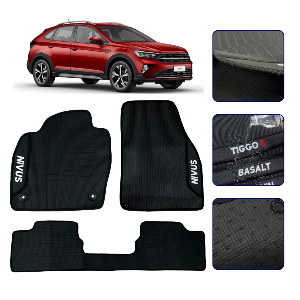 Jogo de Tapete Emborrachado Para Nivus 2020 2021 2022 2023 2024 2025 2026 Premium Kit Carro