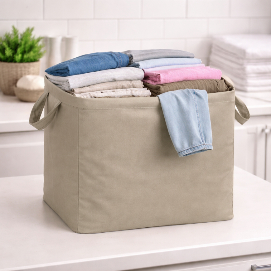 Cesto Extra Grande Para Armazenar Roupas e Colchas 60L