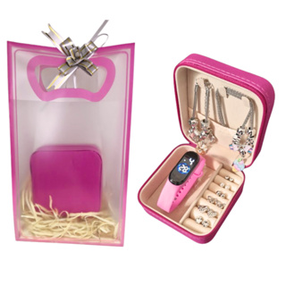 Kit Relógio Digital Infantil + Pulseira e Colar Berloques + 6 Pares de Brincos + Porta Joias | Presente Menina, Criança em Oferta na Shopee
