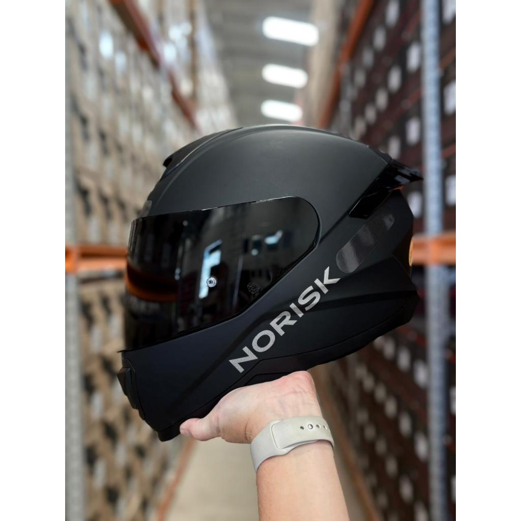 Capacete Moto Norisk Razor Black Edition Preto Fosco 2 Viseiras Fume Cristal + Aerofolio Narigueira — imagem 2 de 2
