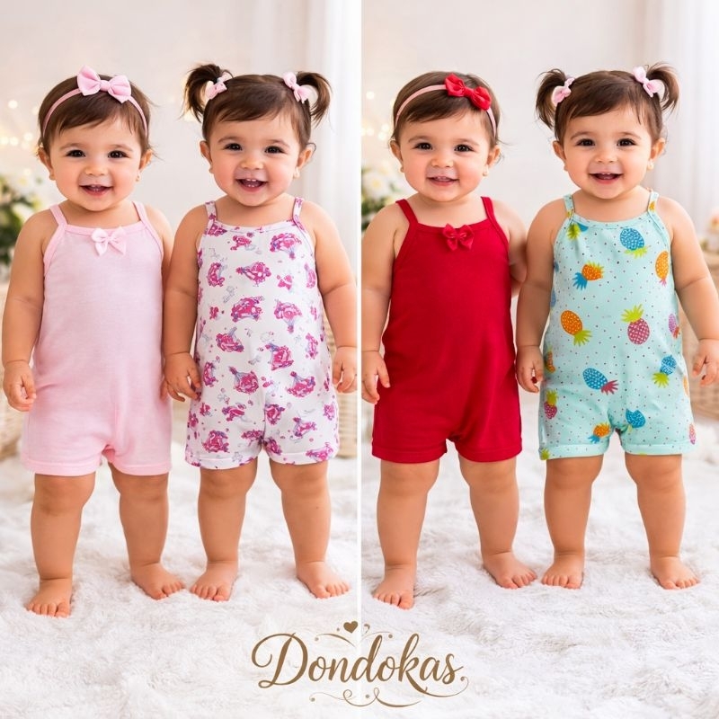 kit com 2 ou 4 Macaquinho Alcinha Bebê Menina Estampado e Liso Macacão Body Bebe 100% Algodão em Oferta na Shopee
