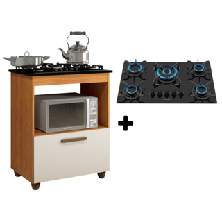 Kit Balcão Salvia Mais Fogão Cooktop Ultra Chama 5 Bocas Chamalux em Oferta na Shopee