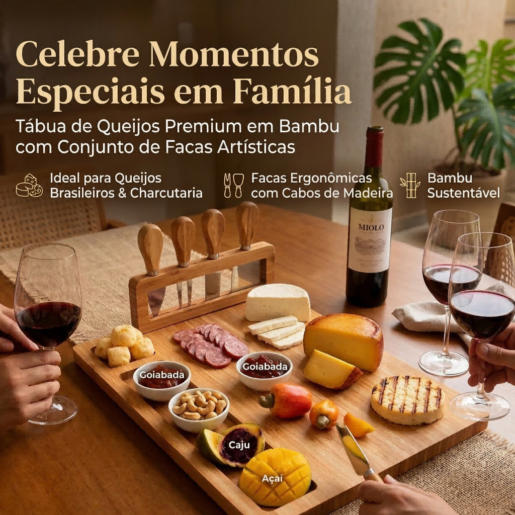 LUWAVE. Tabua Queijos e Frios + Kit Espátulas 04 Peças