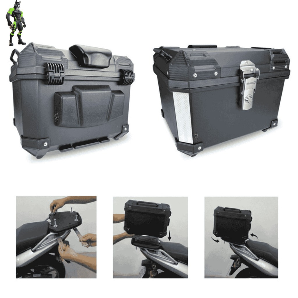 Baú Bauleto Para Moto ABS Traseiro 43 Litros Top Case Caixas ENCOSTO DE BRINDE em Oferta na Shopee