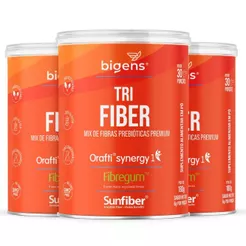 Bigens Kit 3x Tri Fiber Fibregum 180g: Fibras prebióticas para rotina intestinal e bem-estar diário