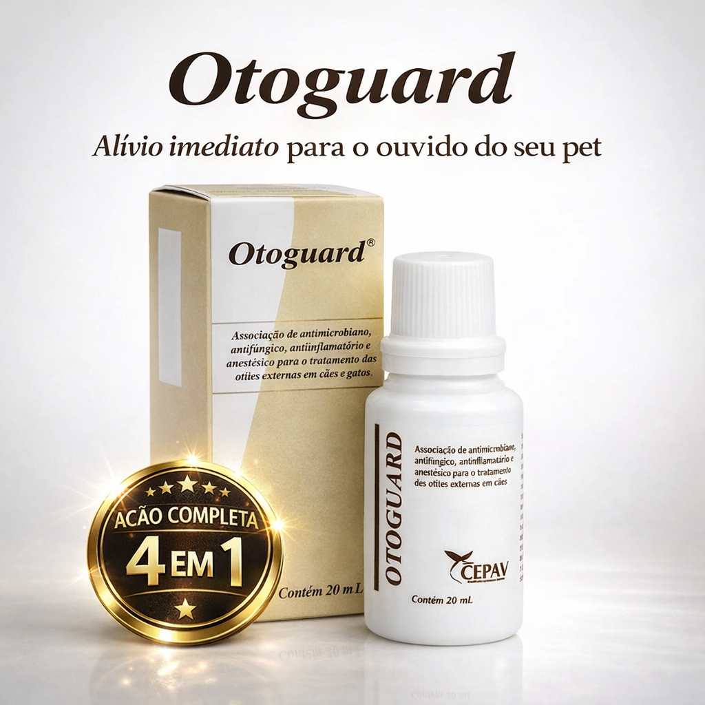 Otoguard 20 ml Cepav Solução Otológica Pet Limpea Ouvidos Cães e Gatos Fácil Aplicação