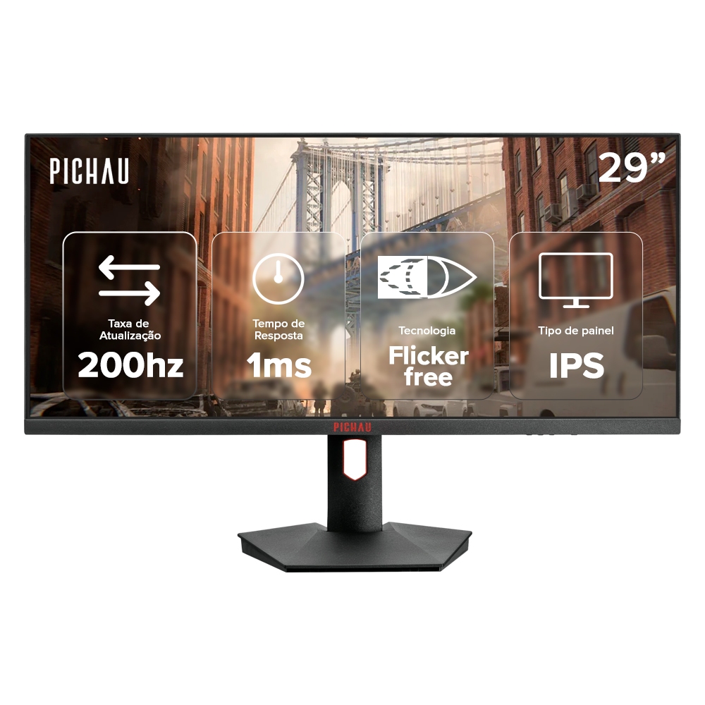 Monitor Gamer Pichau Nexus Wide 29 Pro, 29Pol, IPS, Ultrawide, WFHD, 1ms, 200Hz, HDMI/DP, PG-NXSW29PRO-BL01