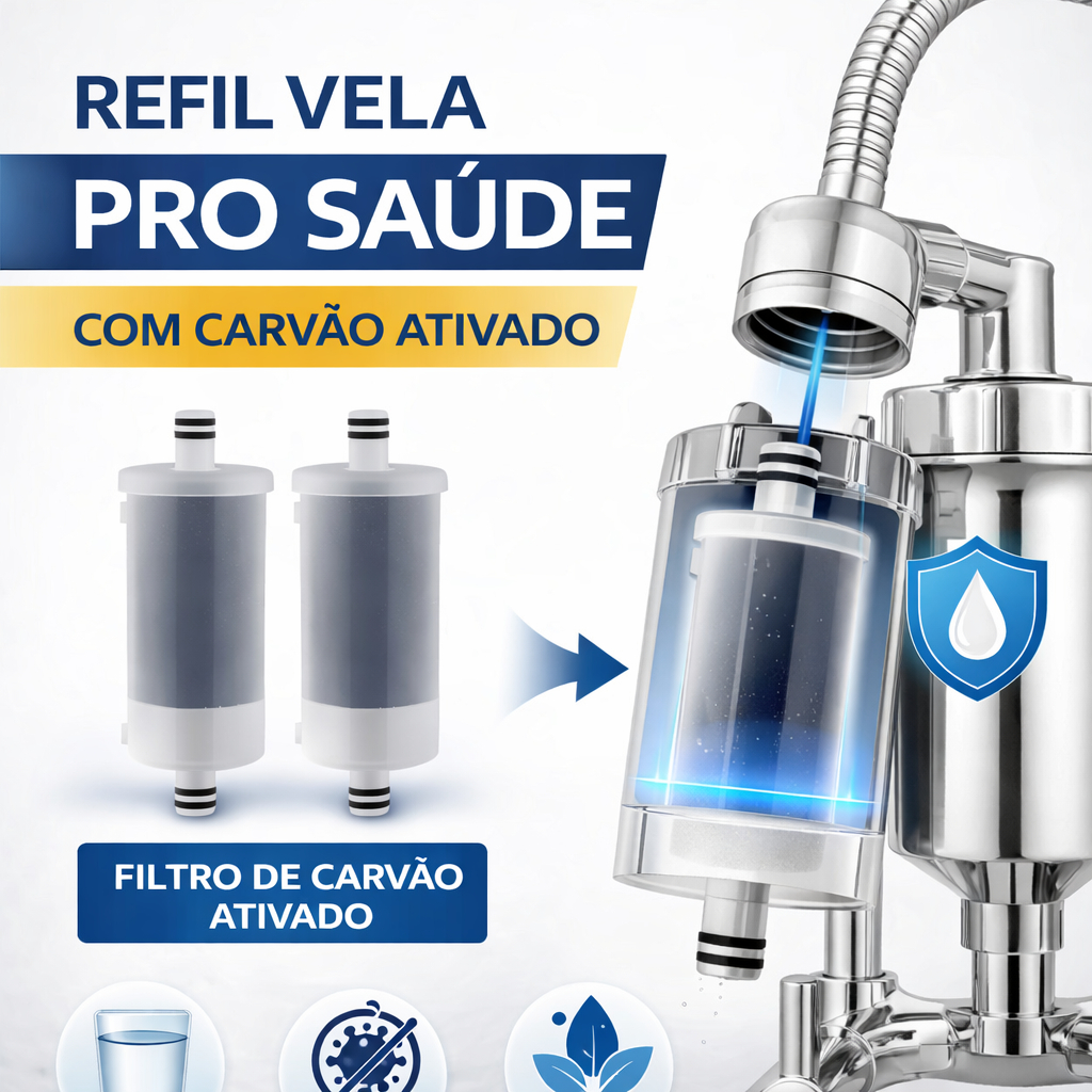 Kit 2 Refil Universal Filtro Torneira Carvão Ativado Saúde em Oferta na Shopee