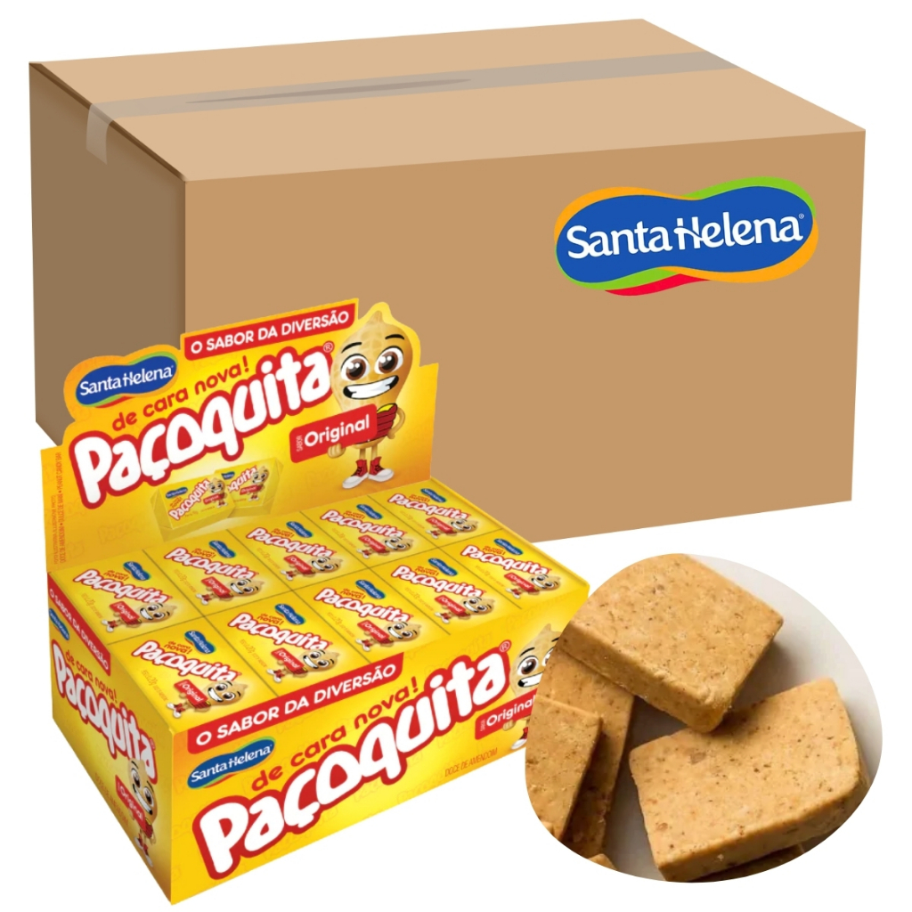 Kit Paçoca Quadrada Paçoquita Santa Helena Display 50UN Cada Doces Festa Revenda Kit De 2 a 10 Unidades