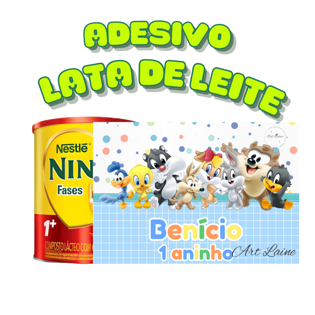 Adesivo para Lata de Leite 800g looney tunes