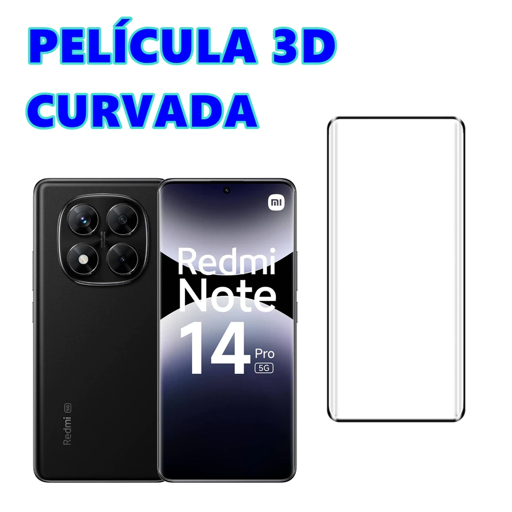 Película Curvada Note 14 Pro 5G Protetora De Tela Frontal Full Cover Para Celular Xiaomi Redmi + Kit Aplicação